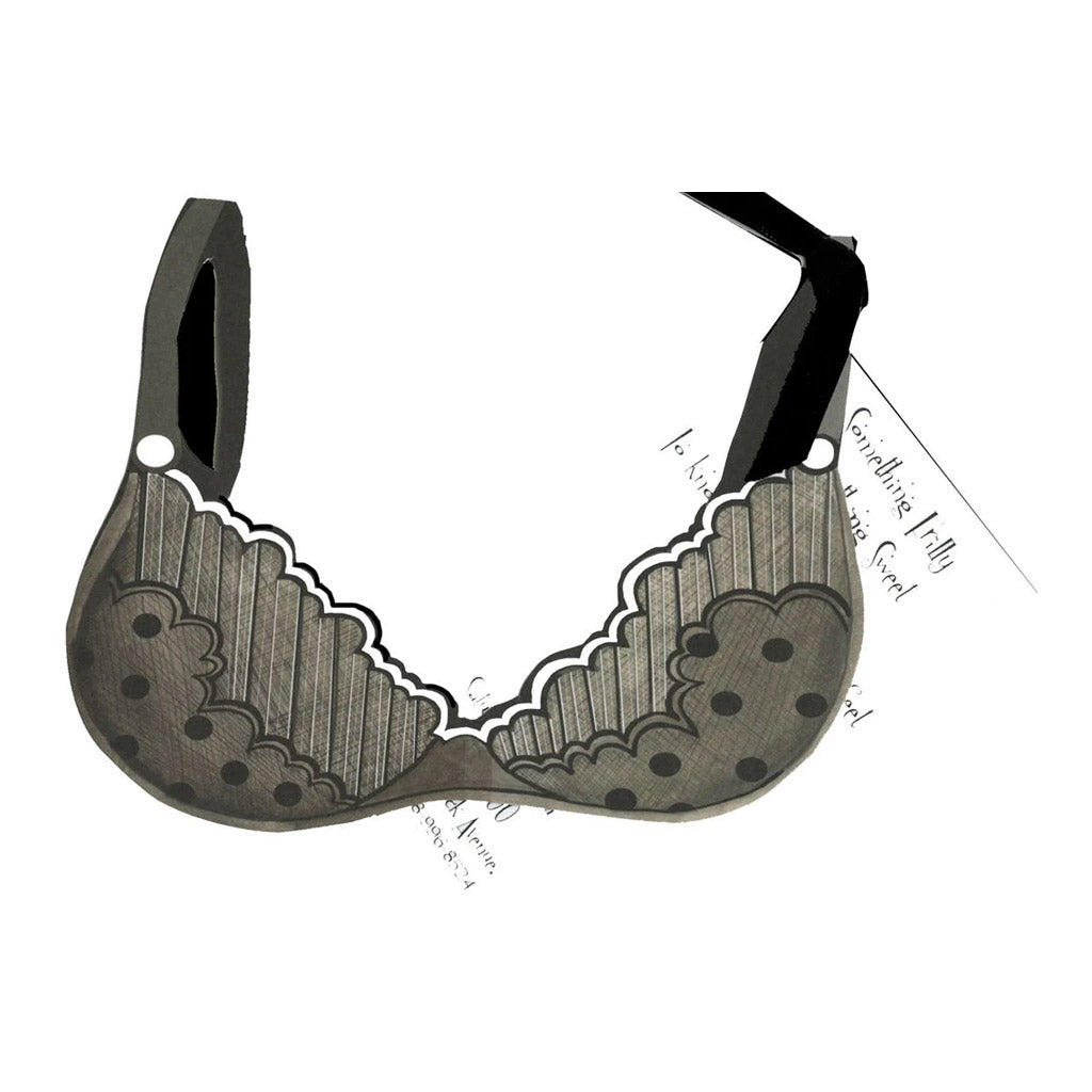 Black Pola Dot Bra With Ribbon and Tag Invitation Cards (Set Of 60)