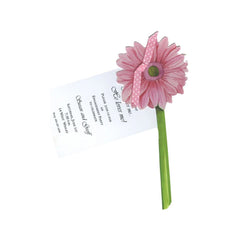 Pink Gerber Daisy With Ribbon and Tag Invitation Cards (Set Of 60)