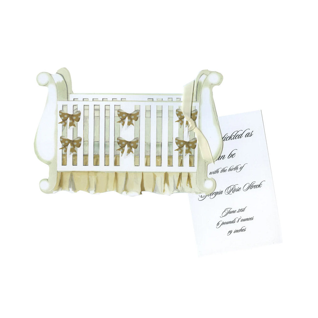 Baby Crib With Ribbon and Tag Invitation Cards (Set Of 60)