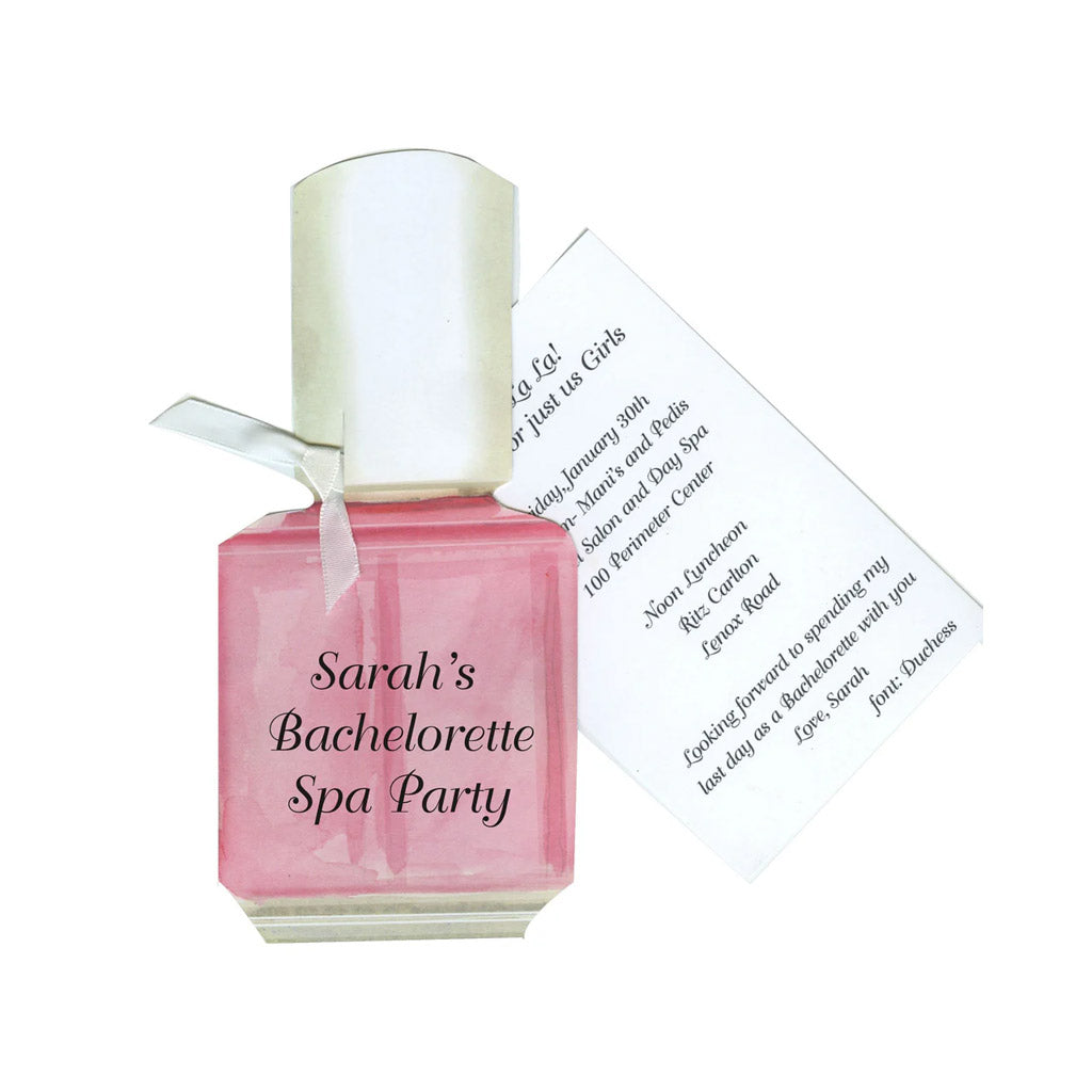 Pink Nail Polish With Ribbon and Tag Invitation Cards (Set Of 60)
