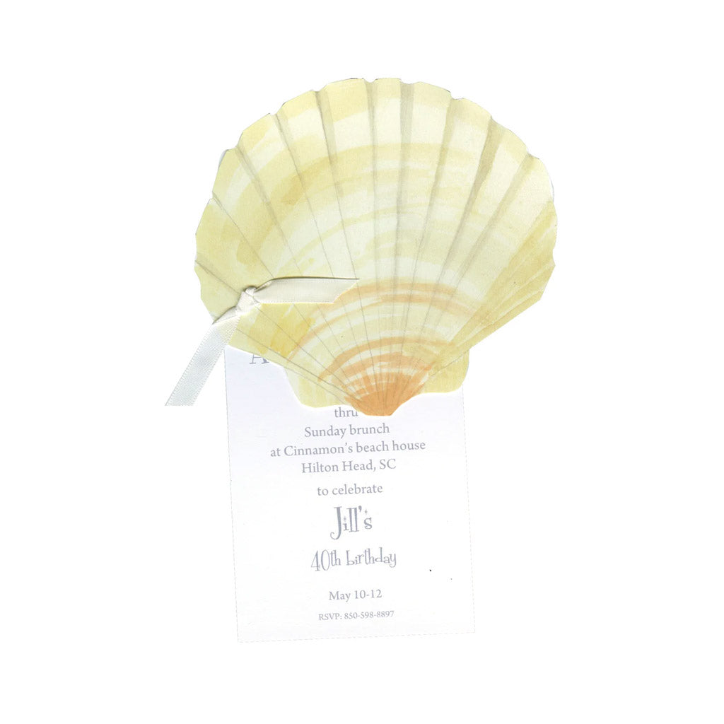 Sea Shell With Ribbon and Tag Invitation Cards (Set Of 60)