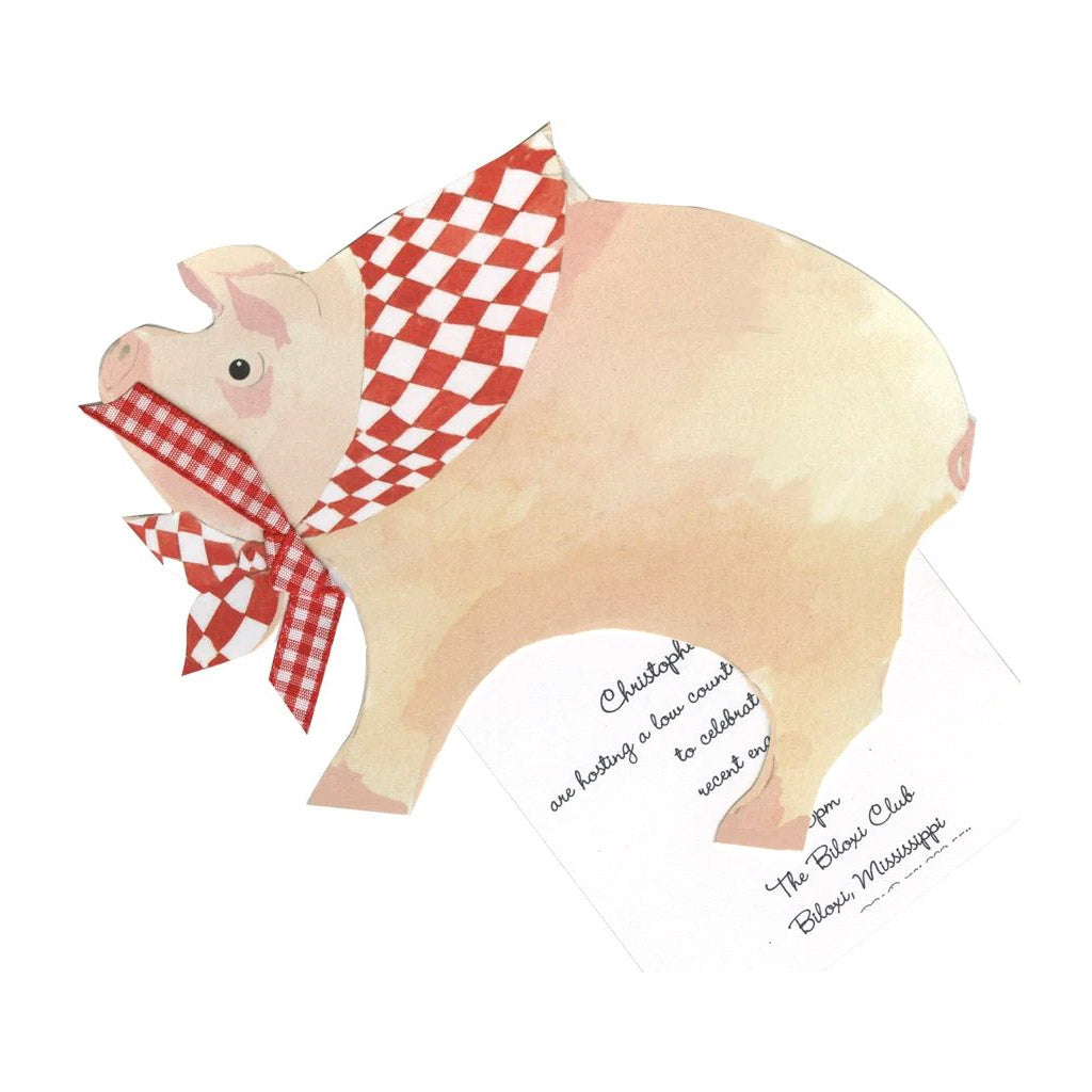 This Little Piggy With Ribbon and Tag Invitation Cards (Set Of 60)