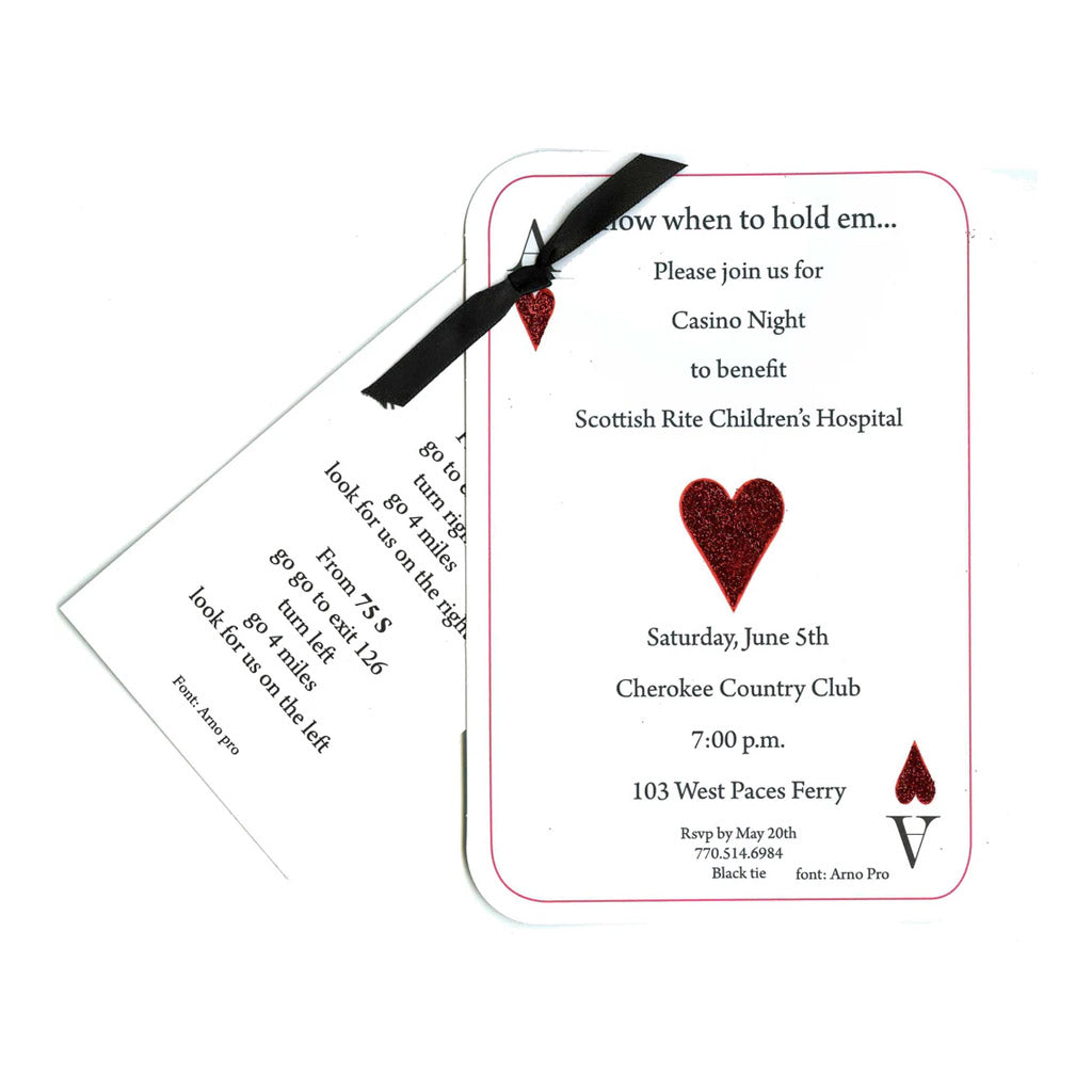 Ace of Hearts With Ribbon and Tag Invitation Cards With Glitter (Set Of 60)
