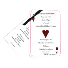Ace of Hearts With Ribbon and Tag Invitation Cards With Glitter (Set Of 60)
