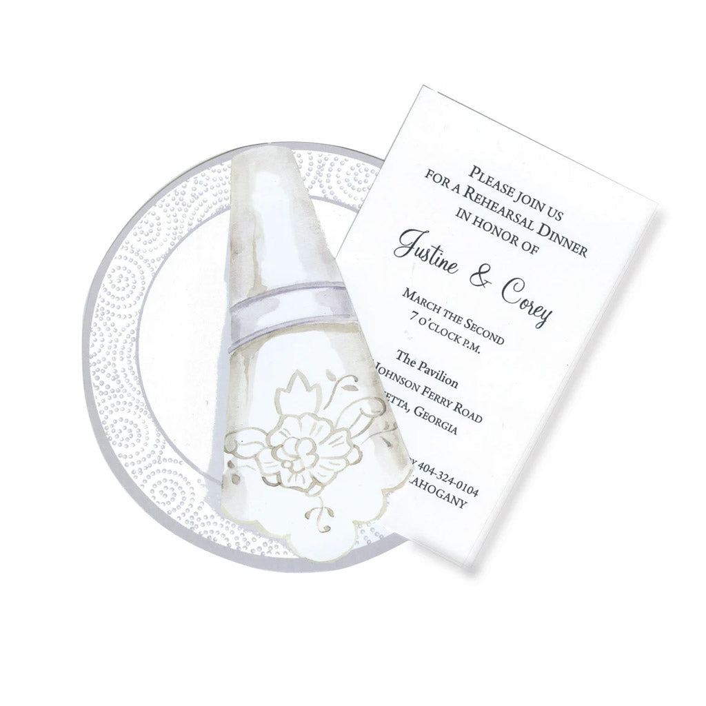 China Plate With Swirls With Ribbon and Tag Invitation Cards (Set Of 60)