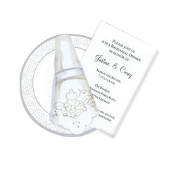 China Plate With Swirls With Ribbon and Tag Invitation Cards (Set Of 60)