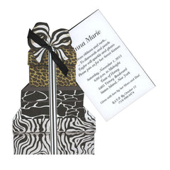 Stacked Animal Prints With Ribbon and Tag Invitation Cards (Set Of 60)