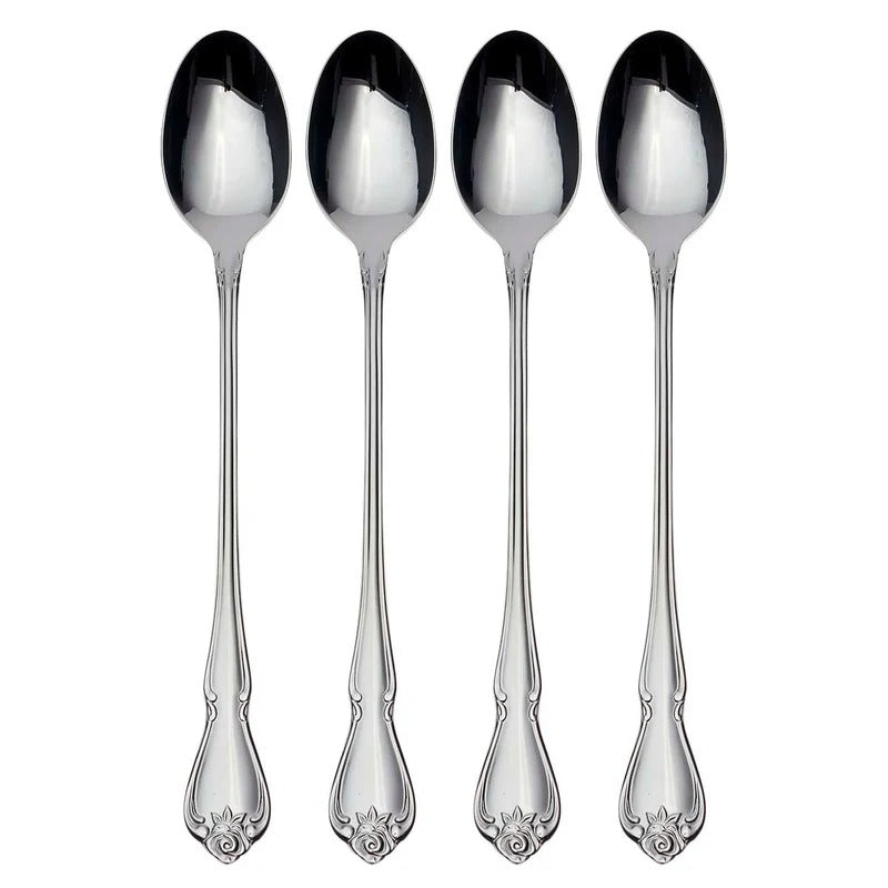 True Rose Everyday Flatware Tall Drink Spoons, Set Of 4