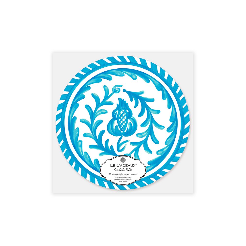 Sicily Teal Decorative Double-Sided Paper Coasters