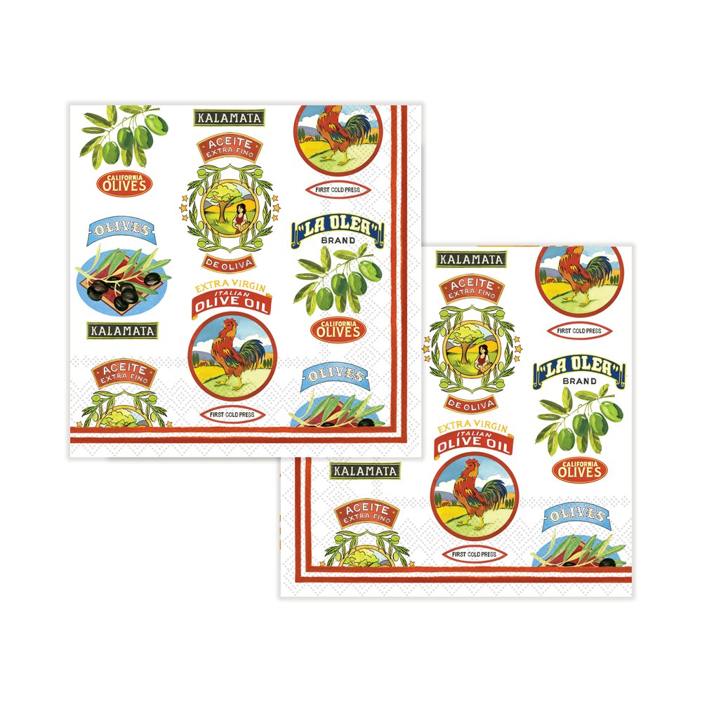 Vintage Olive Allover Cocktail Napkins (Pack of 20)