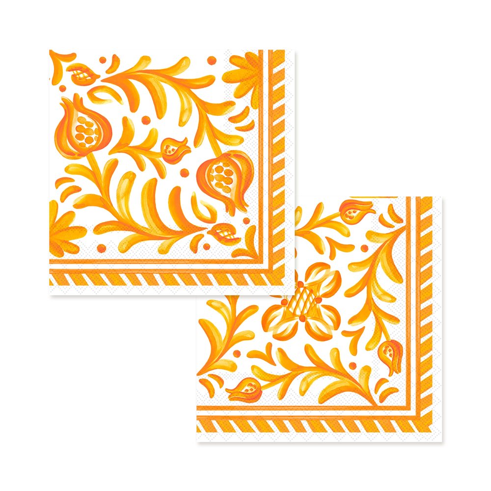 Sicily Orange Double-Sided Cocktail Napkins & Coasters Gift Set