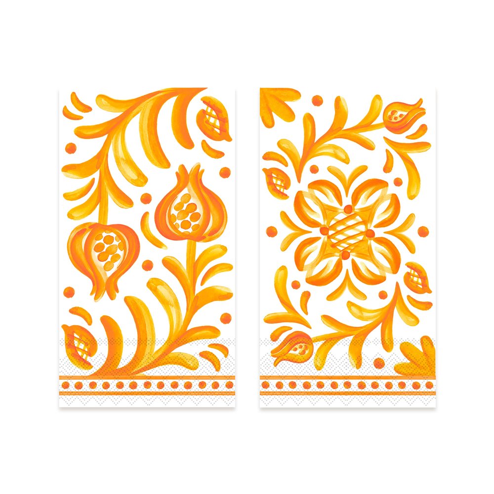 Sicily Orange Guest Napkins & Acrylic Holder Gift Set
