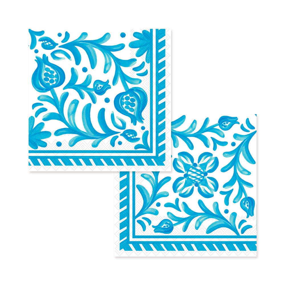 Sicily Teal Double-Sided Cocktail Napkins & Coasters Gift Set