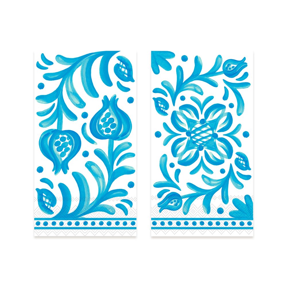 Sicily Teal Guest Napkin & Acrylic Holder Gift Set