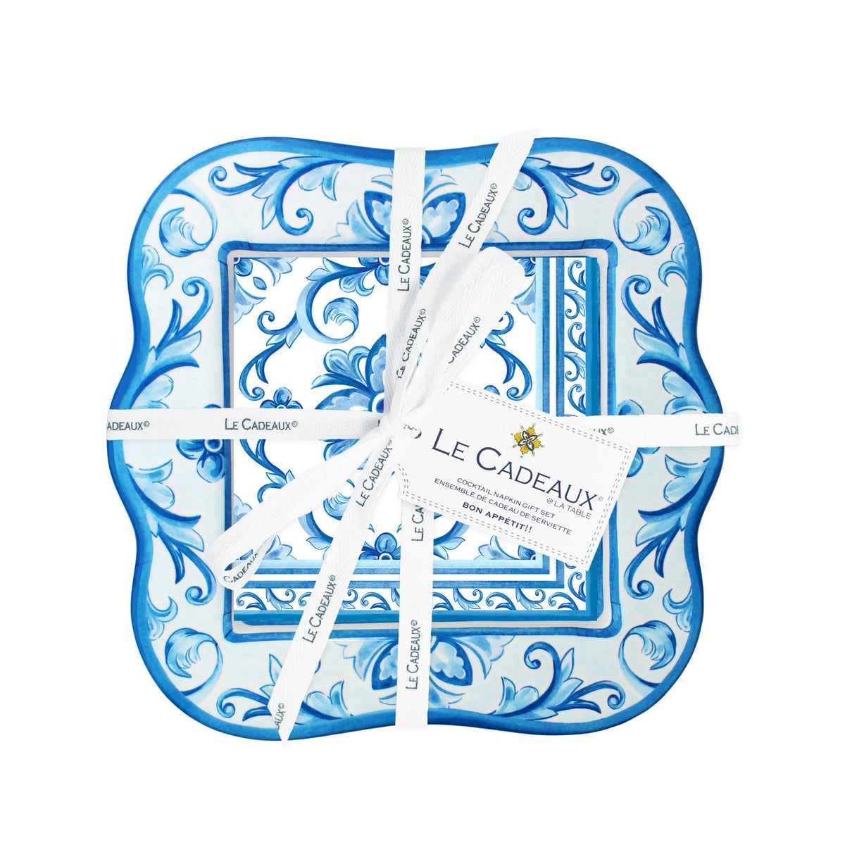 Mallorca Decorative Napkin Holder & Cocktail Napkins (Pack of 20) Gift Set