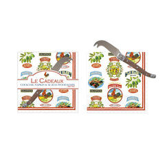 Vintage Olive Allover Cocktail Napkins (Pack of 20) & Mini Laguiole Cheese Knife Gift Set