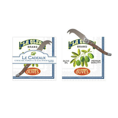 Vintage Olive Italy & California Cocktail Napkins (Pack of 20) & Mini Laguiole Cheese Knife Gift Set