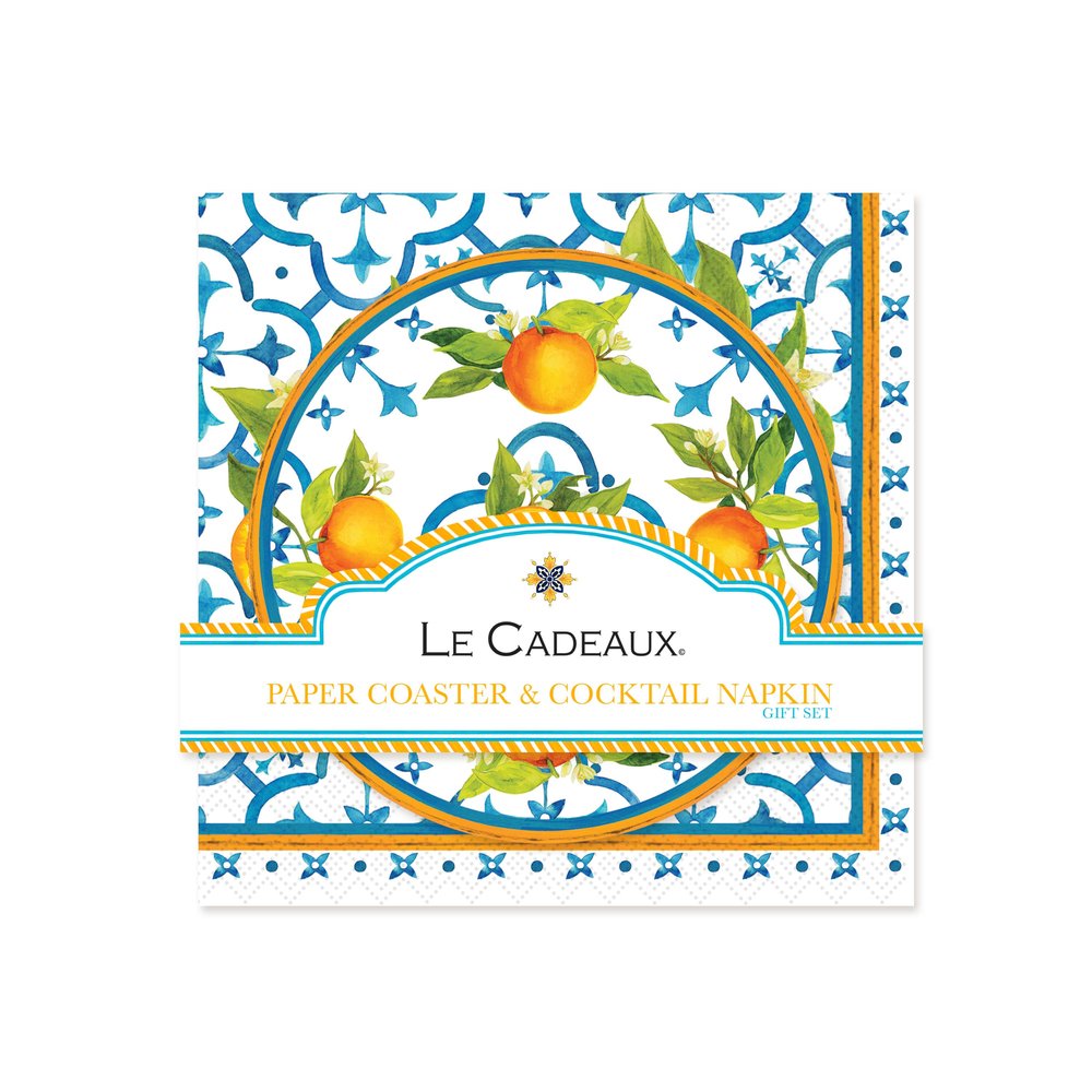 Valencia Double-Sided Cocktail Napkins & Coasters Gift Set