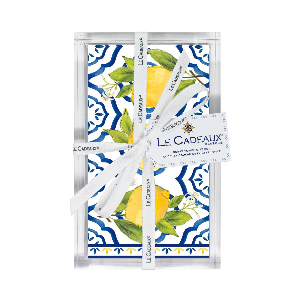 Palermo Guest Napkins (Pack of 15) & Acrylic Holder Gift Set