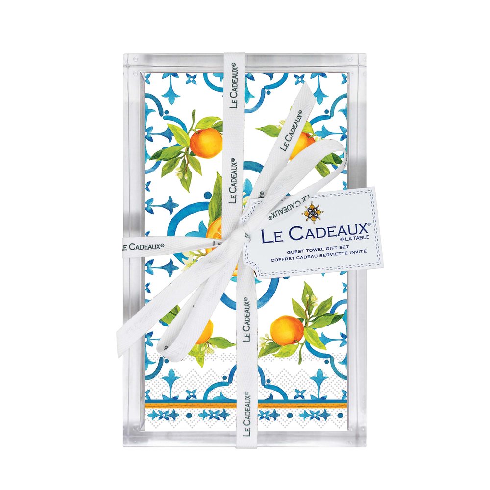 Valencia Guest Napkins & Acrylic Holder Gift Set
