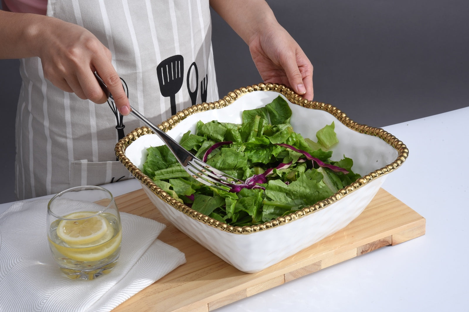 Golden Salerno Large Square Salad Bowl