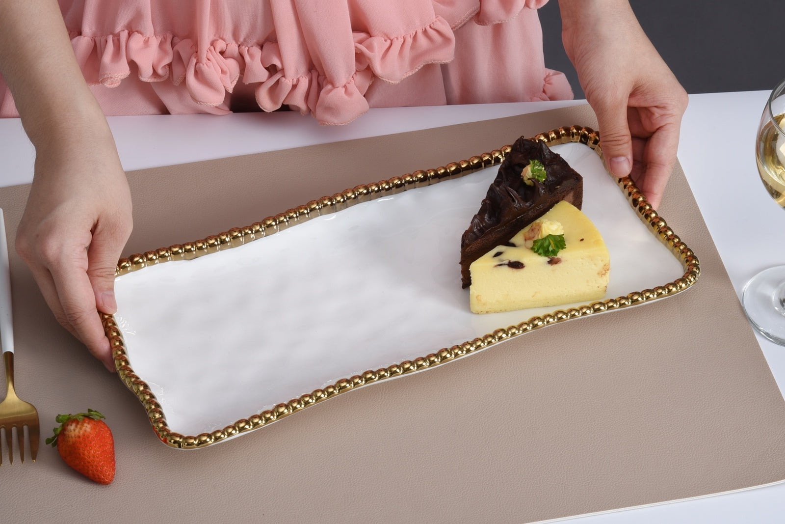 Golden Salerno Medium Rectangular Tray