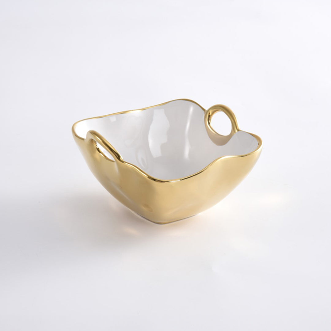 Golden Handles Square Snack Bowl