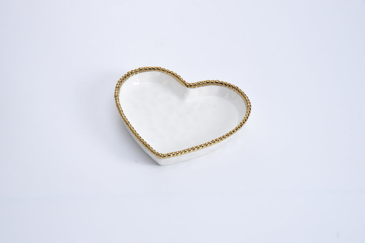 Love Is In The Air Medium Heart Dish, White Gold