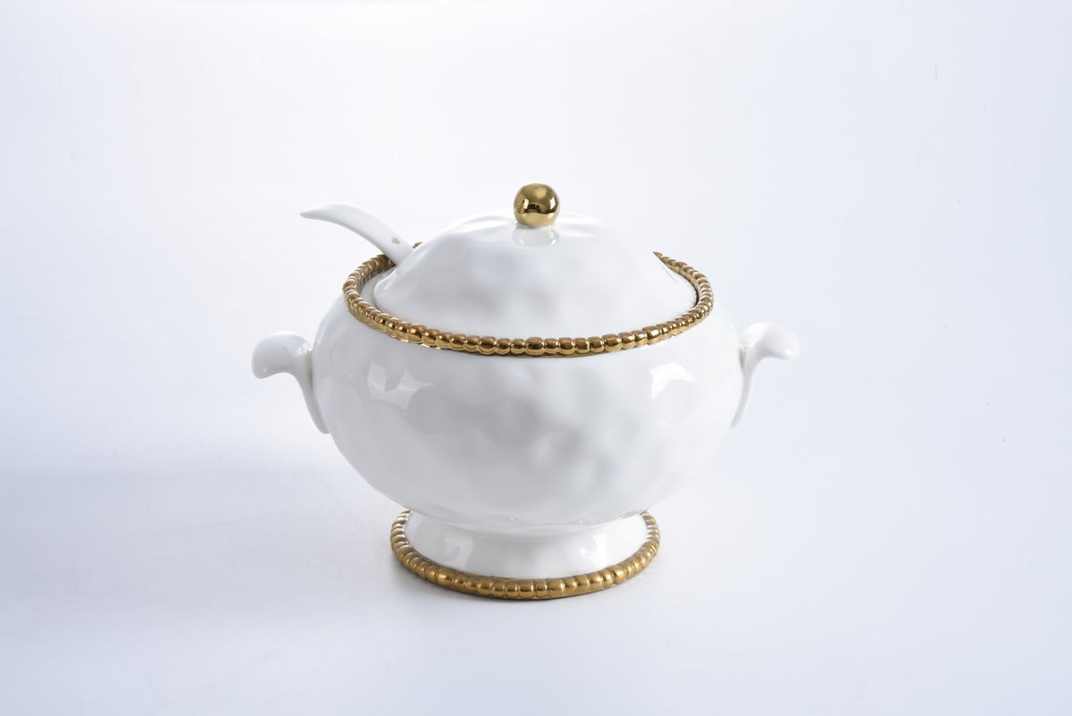 Golden Salerno Soup Tureen & Ladle