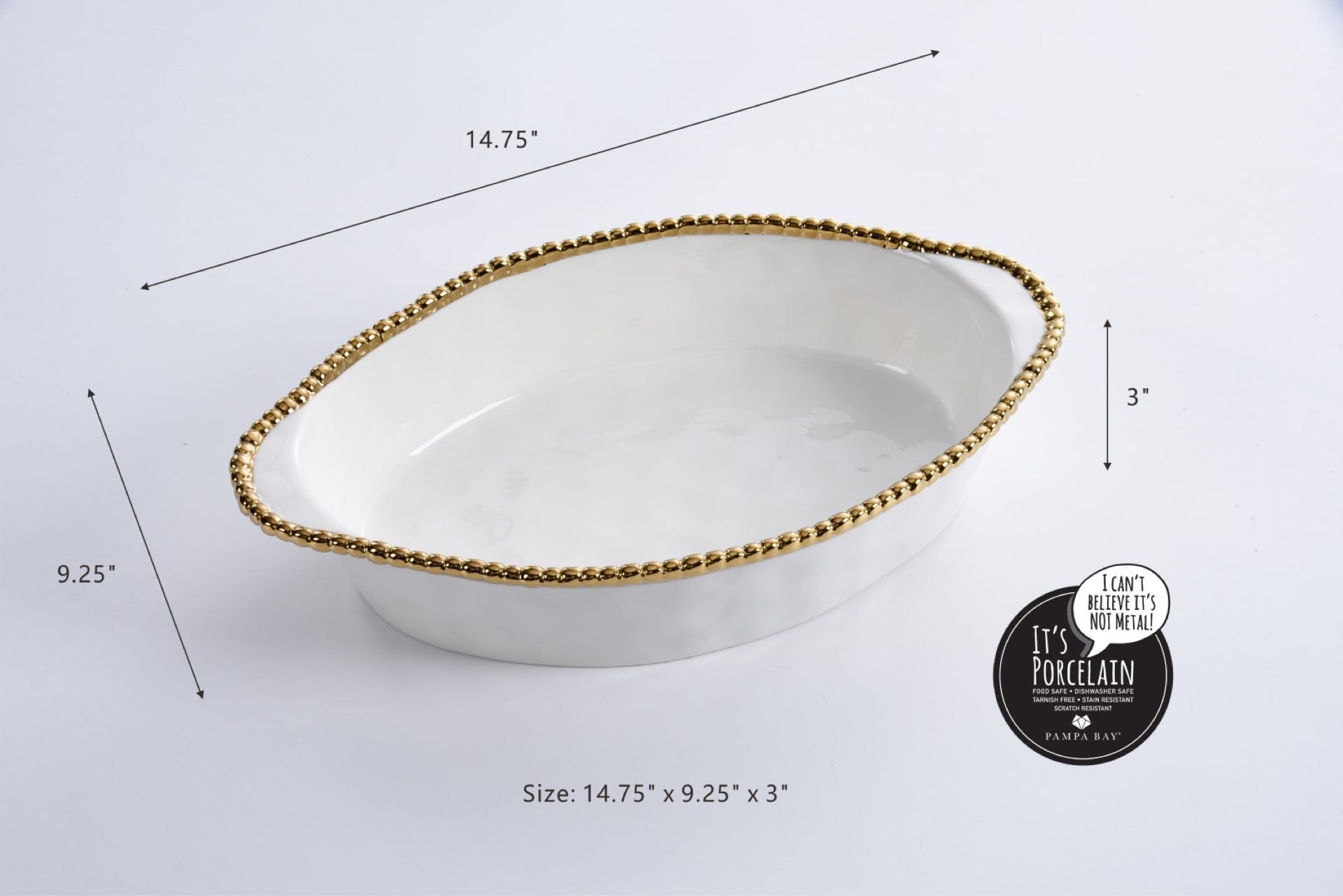 Golden Salerno Oval Baking Dish