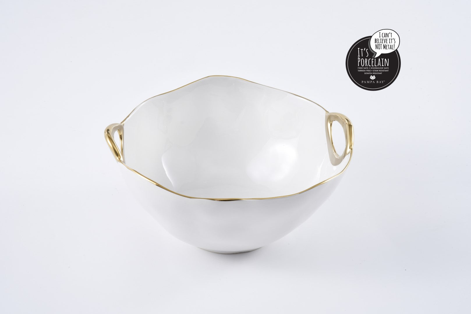 Golden Handles Large Round Bowl