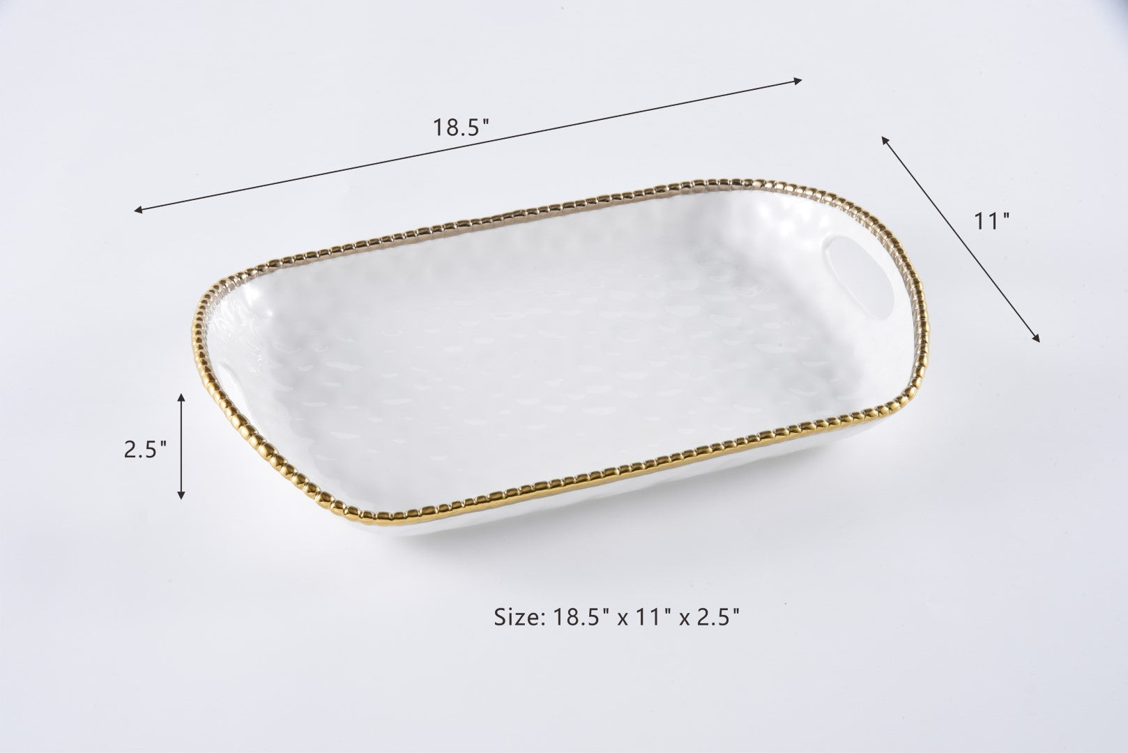 Golden Salerno Rectangular Tray With Handles