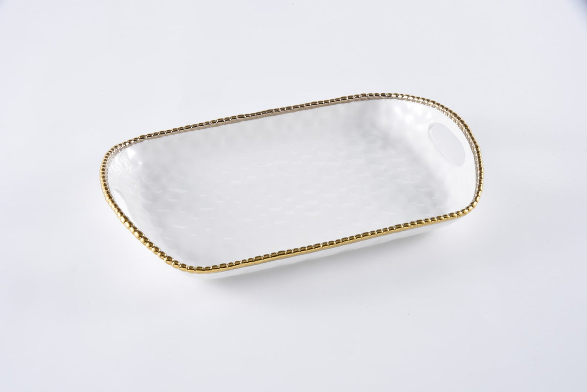 Golden Salerno Rectangular Tray With Handles