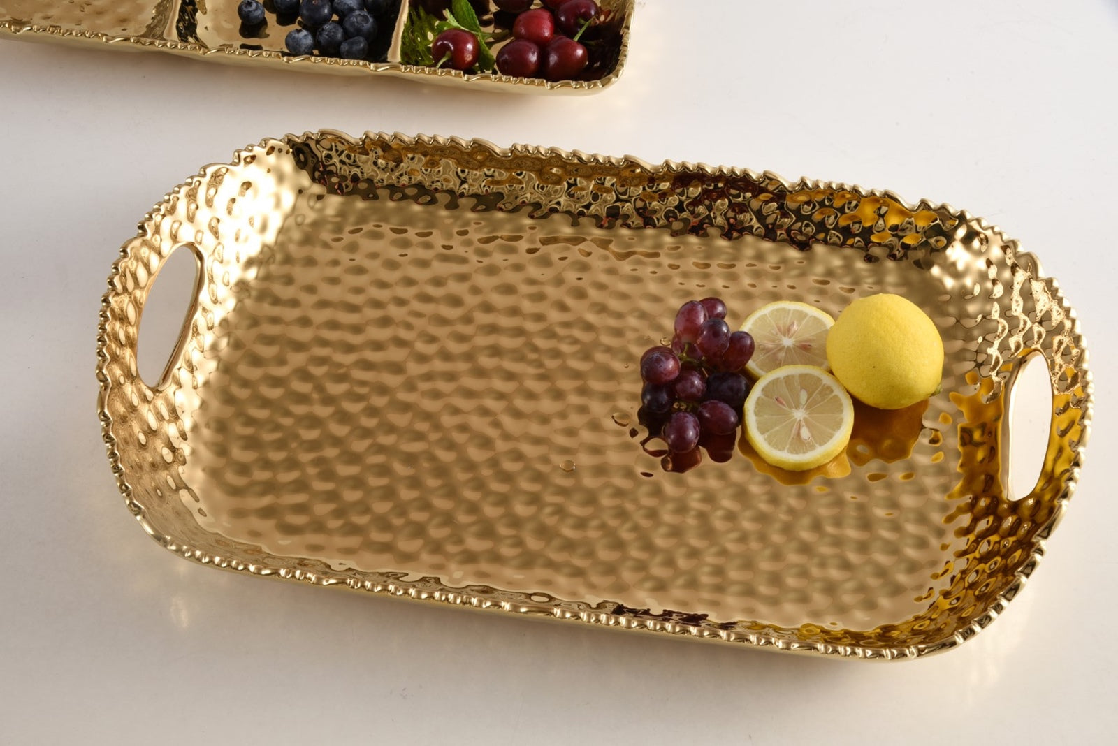 Golden Millennium Rectangular Tray With Handles