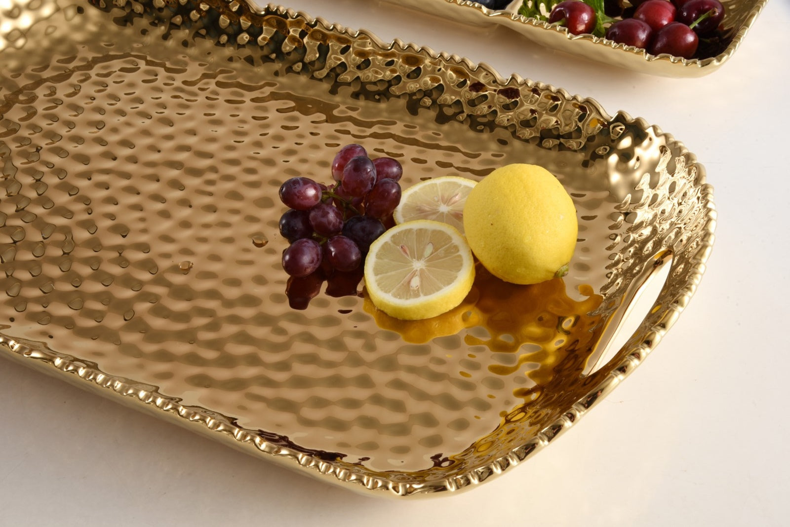 Golden Millennium Rectangular Tray With Handles