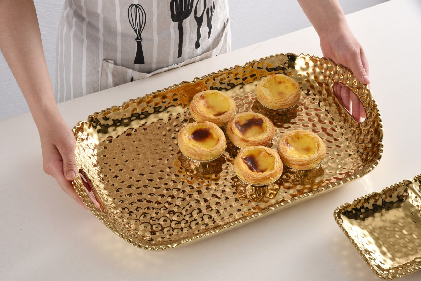 Golden Millennium Rectangular Tray With Handles