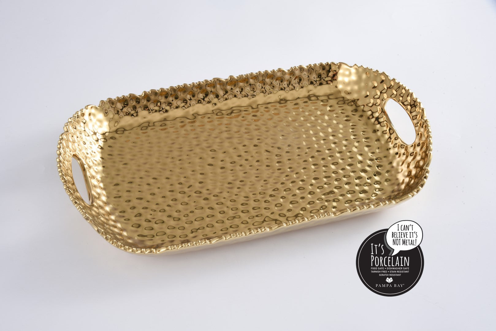 Golden Millennium Rectangular Tray With Handles