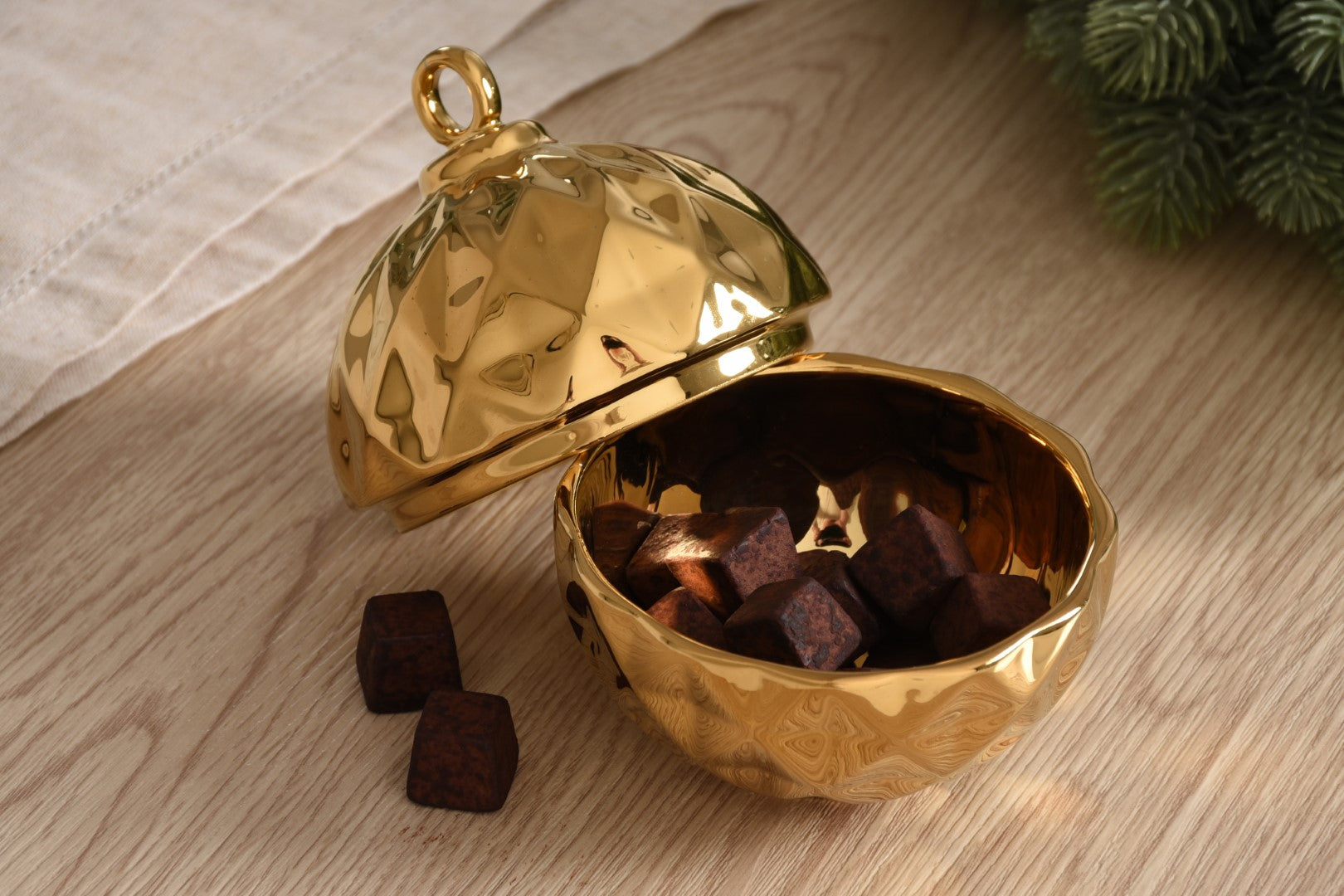 For The Holidays Small Ornament Bowl Gold