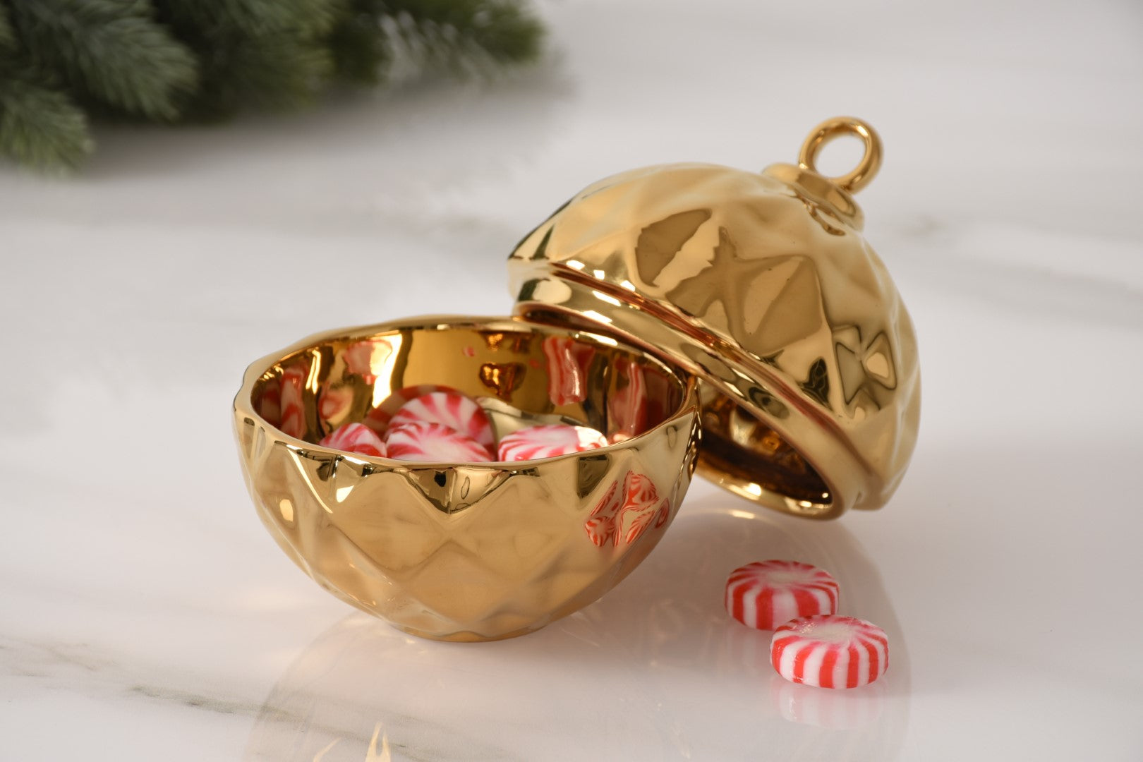 For The Holidays Small Ornament Bowl Gold