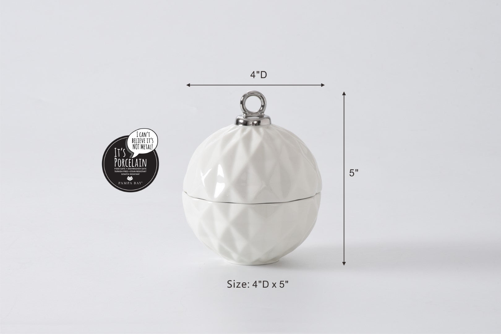 For The Holidays Small Ornament Bowl White/Silver