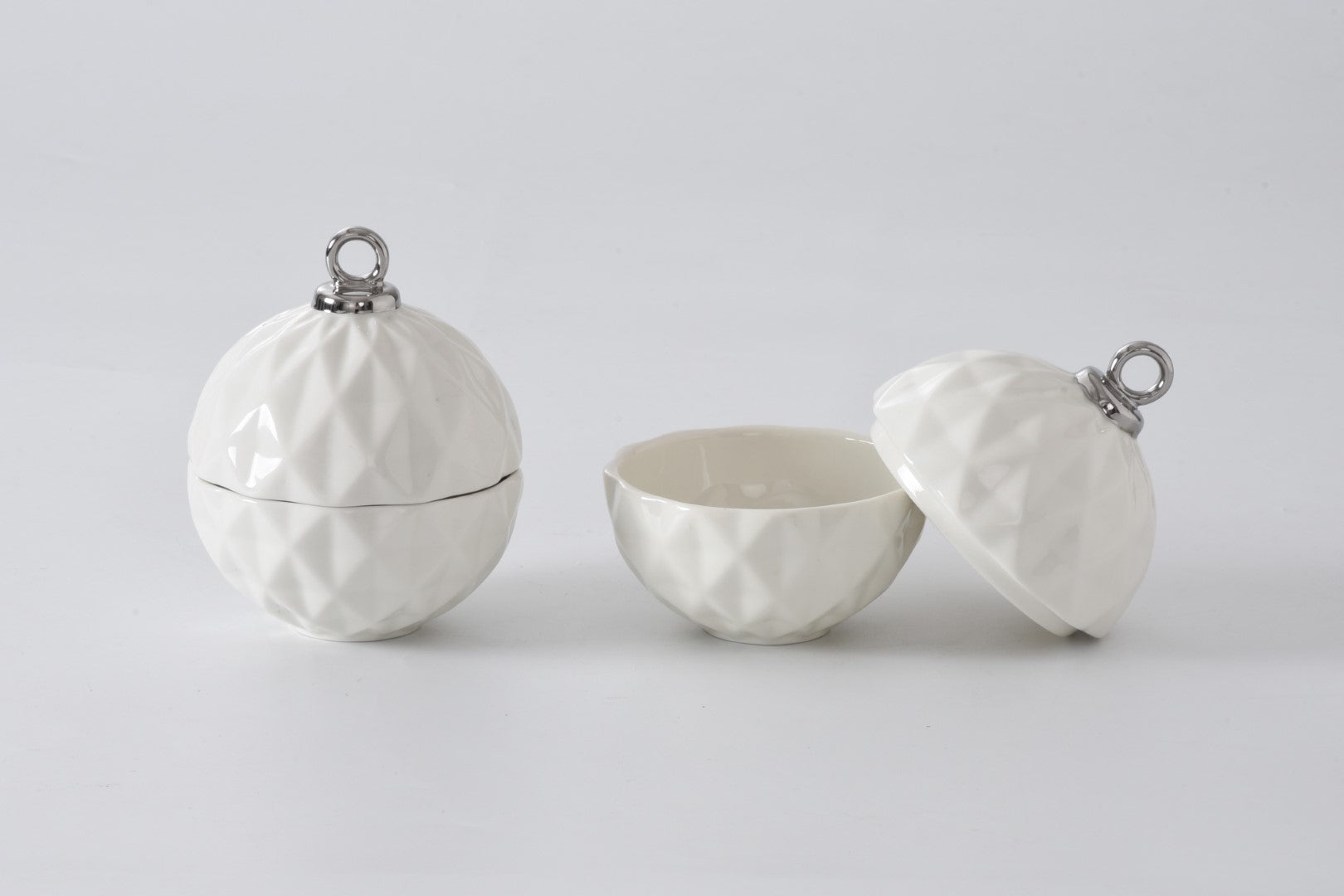 For The Holidays Small Ornament Bowl White/Silver