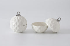 For The Holidays Small Ornament Bowl White/Silver