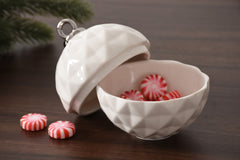 For The Holidays Small Ornament Bowl White/Silver