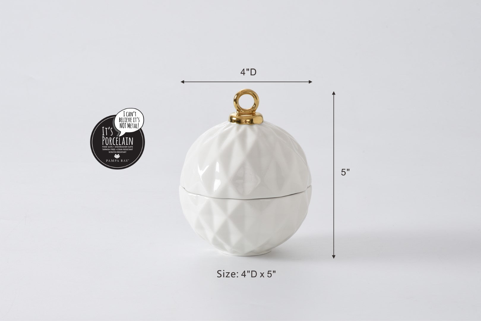 For The Holidays Small Ornament Bowl White/Gold
