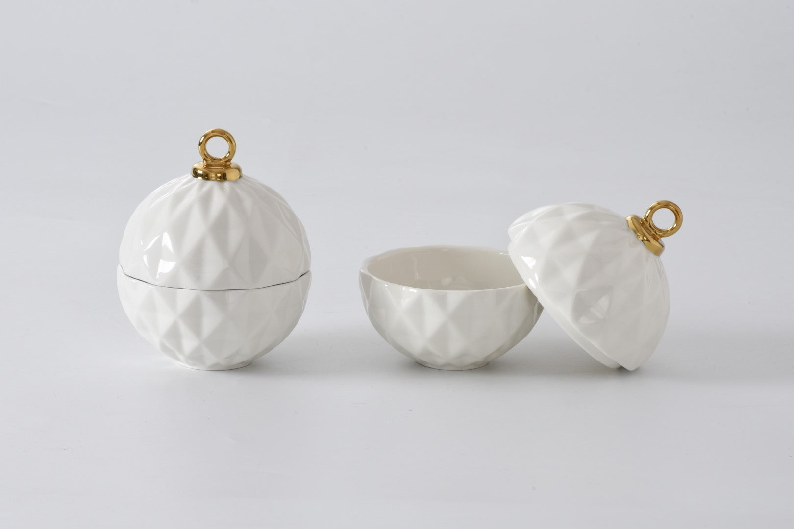 For The Holidays Small Ornament Bowl White/Gold