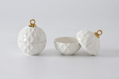 For The Holidays Small Ornament Bowl White/Gold