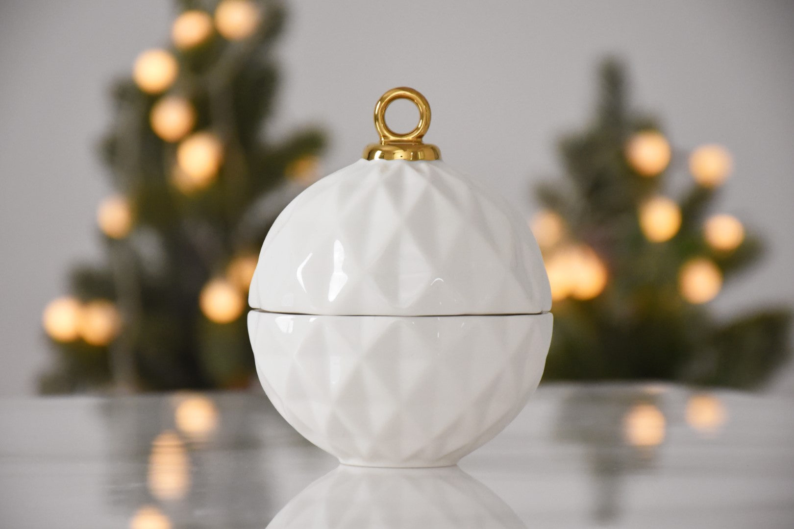 For The Holidays Small Ornament Bowl White/Gold