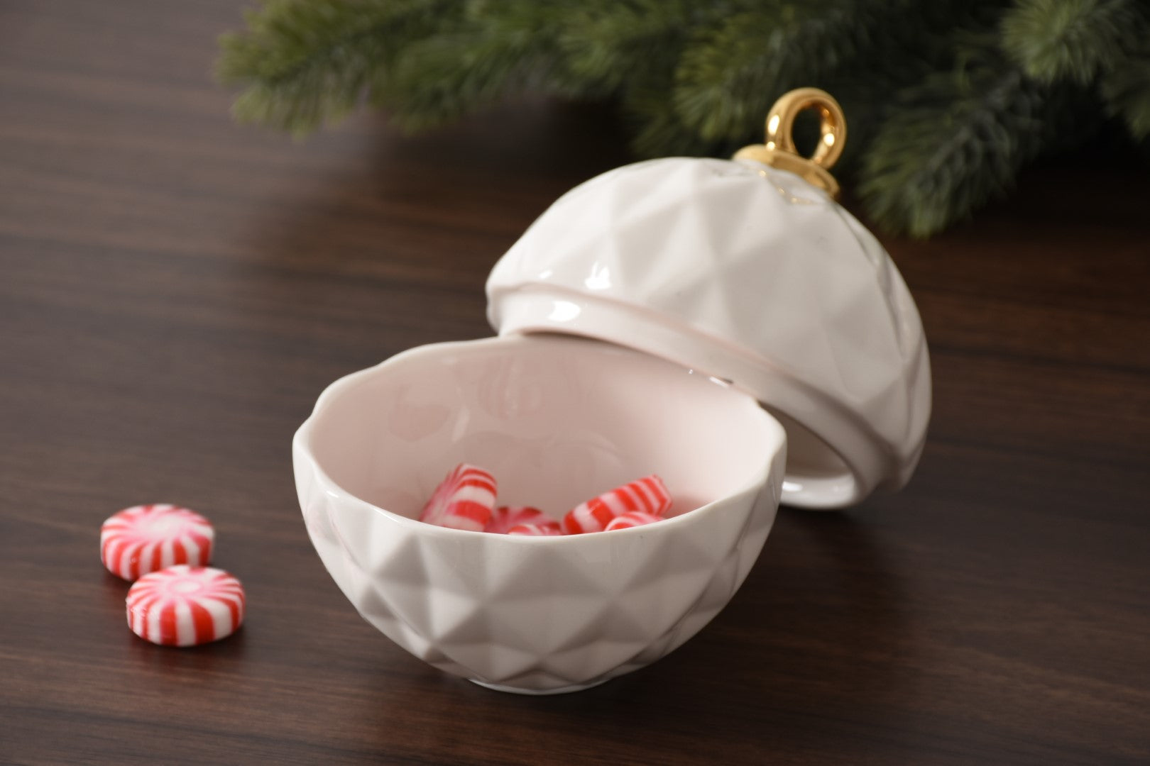 For The Holidays Small Ornament Bowl White/Gold