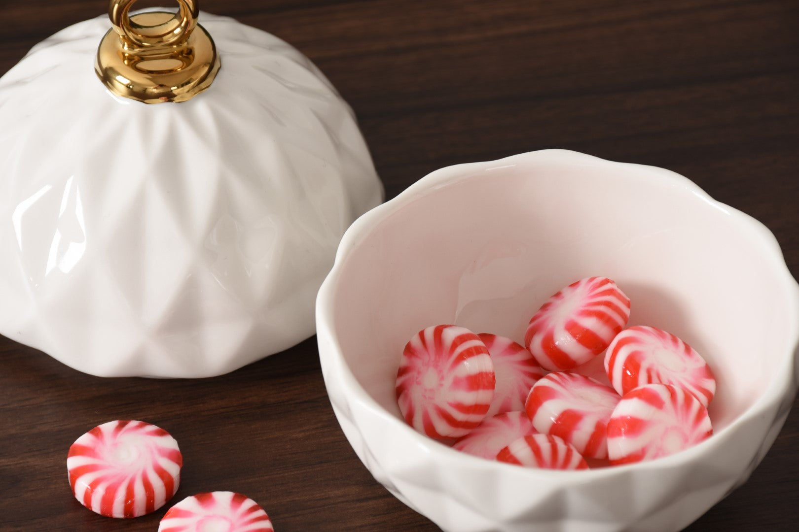 For The Holidays Small Ornament Bowl White/Gold