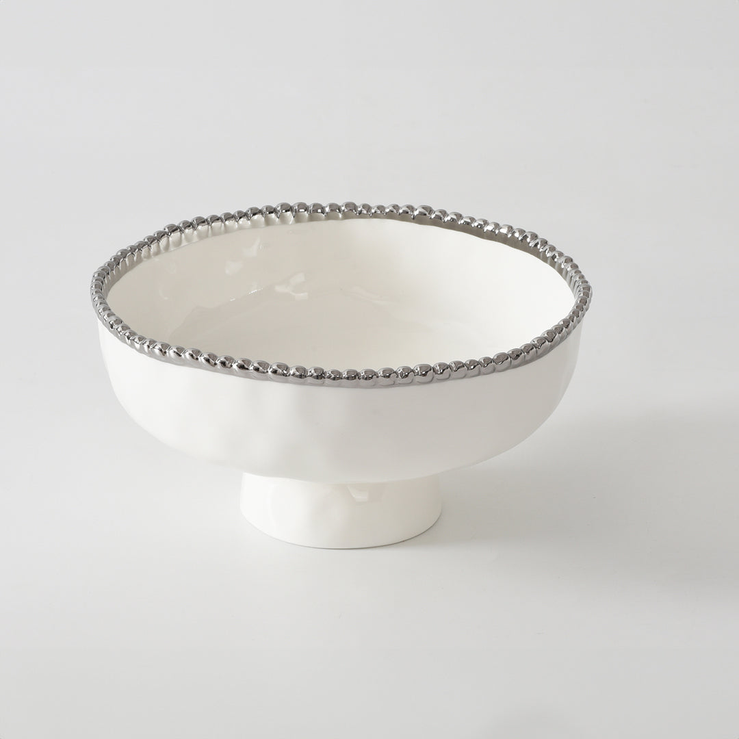Salerno Medium Footed Bowl - Silver